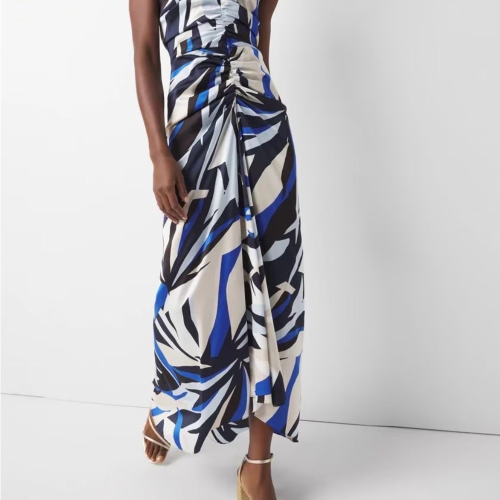 White House Black Market Blue and Black Maxi Dress. - Picture 3 of 5